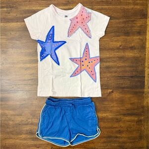 Tea Collection Starfish Shorts and Tee Set Size 8 For the Beach Lover 🏝️